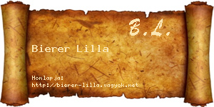Bierer Lilla névjegykártya